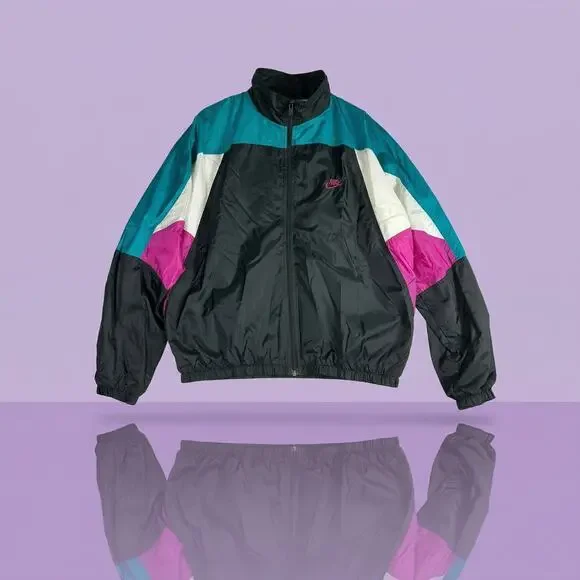 Vintage 90s Nike Silver Tab Windbreaker Jacket - Men's Large - Picture 1 of 16